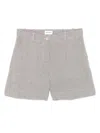 P.a.r.o.s.h Parosh Checked Linen Bambu Shorts With Belt Loops In Gray