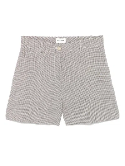 P.a.r.o.s.h Checked Linen Bambu Shorts With Belt Loops