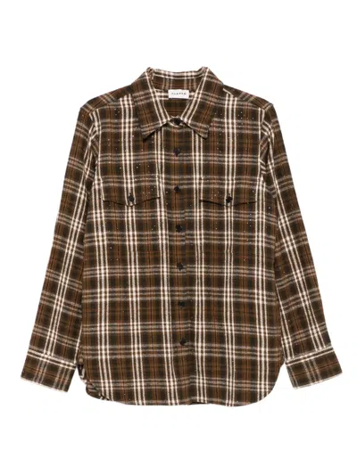 P.a.r.o.s.h Checked Sequin-embellished Shirt In Brown