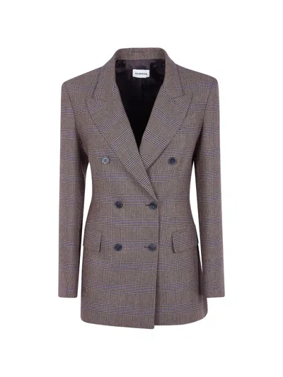 P.a.r.o.s.h Check-pattern Double-breasted Blazer In Animal Print
