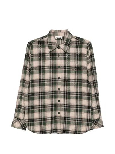 P.a.r.o.s.h Check-pattern Rhinestone-embellished Shirt In Green