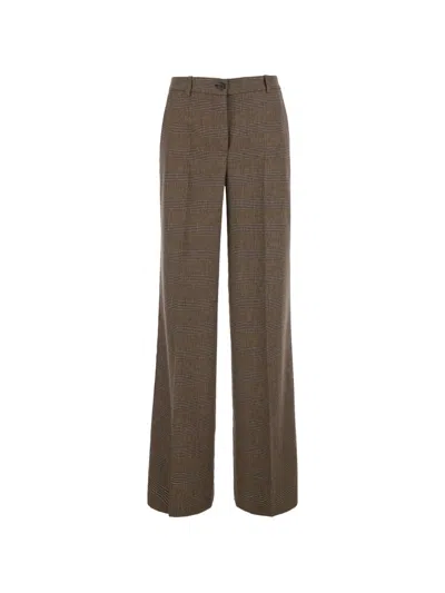 P.a.r.o.s.h Check-pattern Wide-leg Trousers In Brown