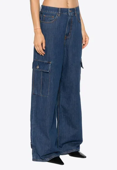P.A.R.O.S.H CIGAN WIDE CARGO DENIM PANTS