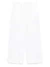 P.a.r.o.s.h High-waisted Lace Hem Drawstring Trousers In Weiss