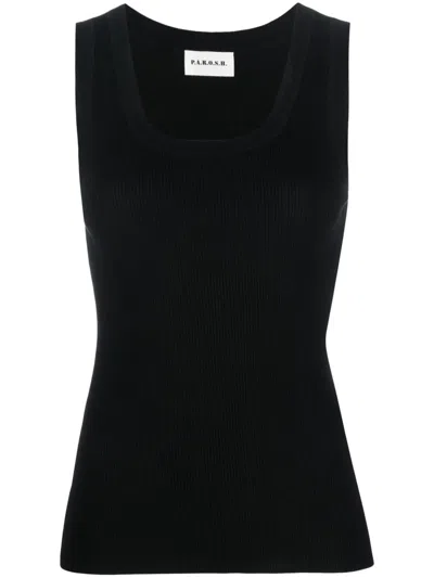 P.a.r.o.s.h Cipria Ribbed-knit Tank Top In Black