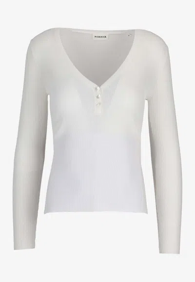 P.a.r.o.s.h Ribbed Top Button Detail Long Sleeves V Neckline In Animal Print