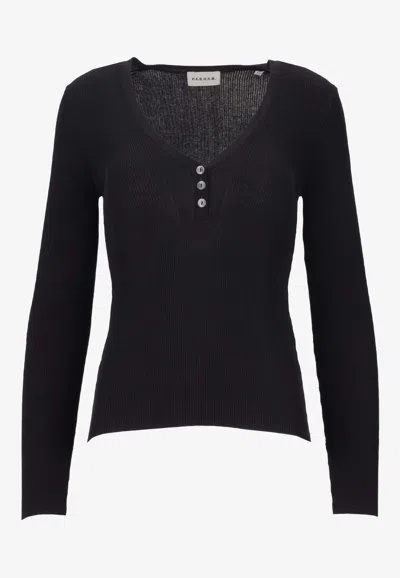 P.a.r.o.s.h Cipria V-neck Ribbed T-shirt In Black