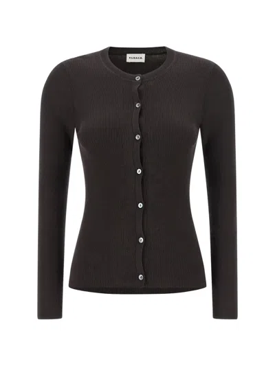 P.a.r.o.s.h Long-sleeved Knitted Cardigan In Black