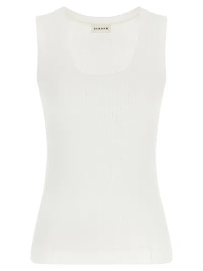 P.a.r.o.s.h Sleeveless Ribbed Knit Tank Top In White
