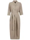 P.a.r.o.s.h Parosh Classic Button-down Midi Dress With Belted Waist In Pink