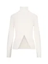 P.a.r.o.s.h Classic Turtleneck In White Wool Ribbed Knit In White