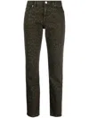 P.a.r.o.s.h Leopard-pattern Slim-fit Cropped Trousers In Grün