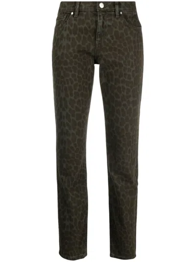 P.a.r.o.s.h Leopard-pattern Slim-fit Cropped Trousers In Grün