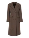 P.a.r.o.s.h Long Double-breasted Wool Blend Coat In Brown