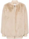 P.a.r.o.s.h Pathos Faux-fur Bomber Jacket With Baseball Collar In Beige