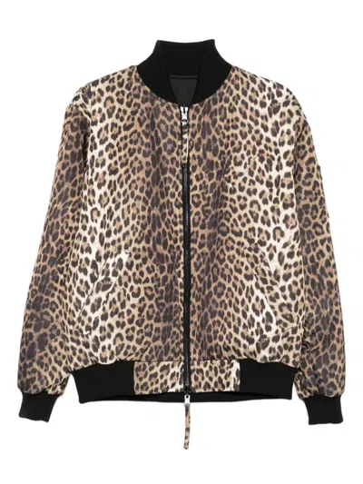 P.a.r.o.s.h Parosh Leopard Print Bomber Jacket In Brown