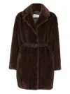 P.a.r.o.s.h Belted Lapel Coat In Brown