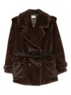 P.a.r.o.s.h Belted Double-breasted Coat In Brown