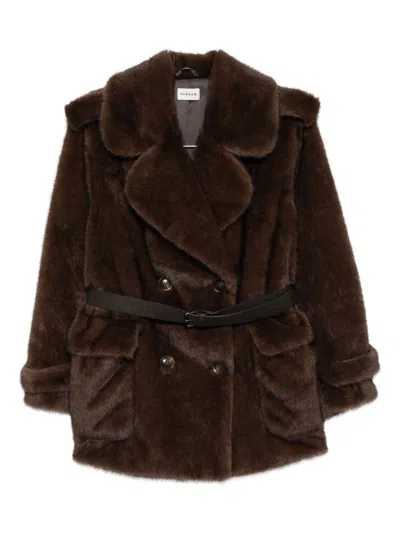 P.a.r.o.s.h Belted Double-breasted Coat In Brown