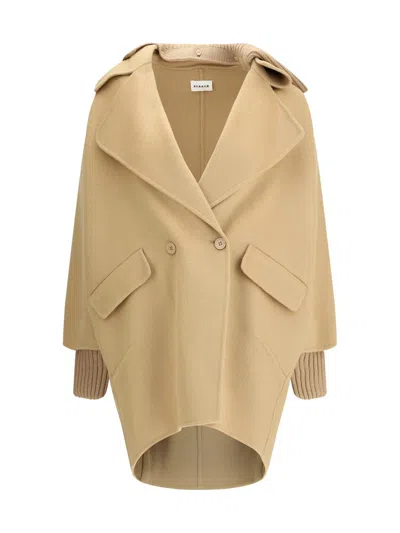 P.a.r.o.s.h P. A.r. O.s. H. Double-breasted Beige Coat In Brown