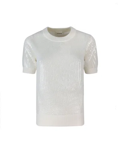 P.a.r.o.s.h Cobalt Cream Knit T-shirt In White