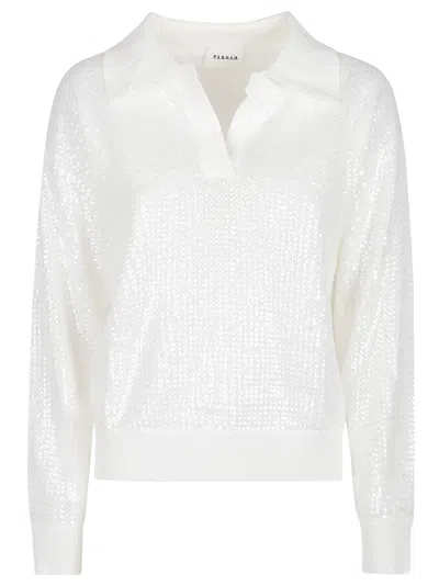 P.a.r.o.s.h Cobalto Polo Neck Sweater In Panna