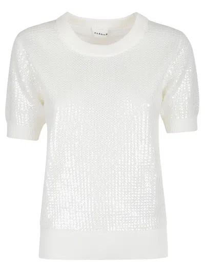P.a.r.o.s.h Cobalto Short Sleeve Sweater In Blue Beige