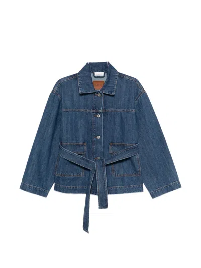P.a.r.o.s.h Cojin Belted Denim Jacket In Blue