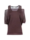 P.a.r.o.s.h Cold-shoulder Layered-effect Top In Brown