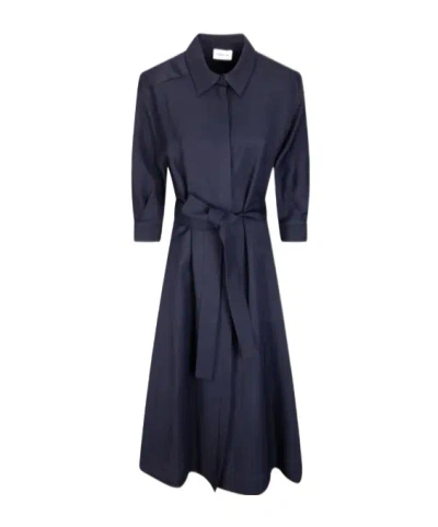 P.a.r.o.s.h Collared Belted Dress In Blue