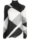P.a.r.o.s.h Colour-block Roll-neck Jumper In Grey
