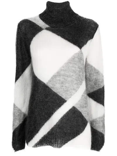 P.a.r.o.s.h Colour-block Roll-neck Jumper In Grey