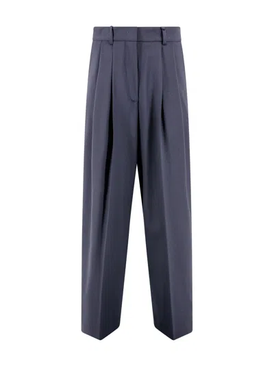 P.a.r.o.s.h Tailored Straight Trousers Mélange Effect In Blue