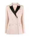 Shop P.a.r.o.s.h Contrasting-lapels Virgin Wool Blazer In Pink