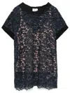 P.a.r.o.s.h Corded-lace T-shirt In Blue