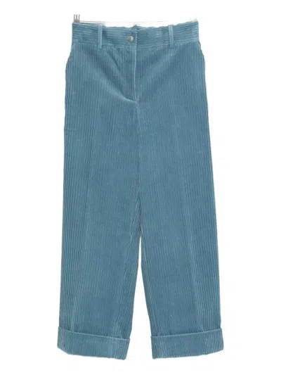 P.a.r.o.s.h Corduroy Cuffed Trousers In Blue