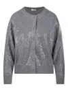 P.a.r.o.s.h Parosh Shimmering Sequin-embellished Cardigan With Relaxed Fit In Grey