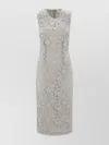 P.a.r.o.s.h Light Grey Lace Midi Dress