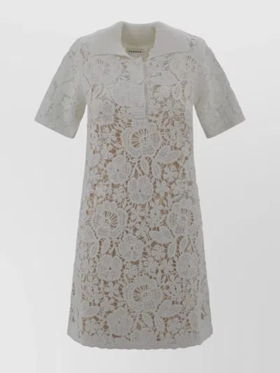 P.a.r.o.s.h Cotton Dress With Scalloped Hem And Lace Overlay In Gray