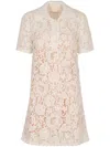 P.a.r.o.s.h Guipure Lace Mini Shirt Dress In 中性色