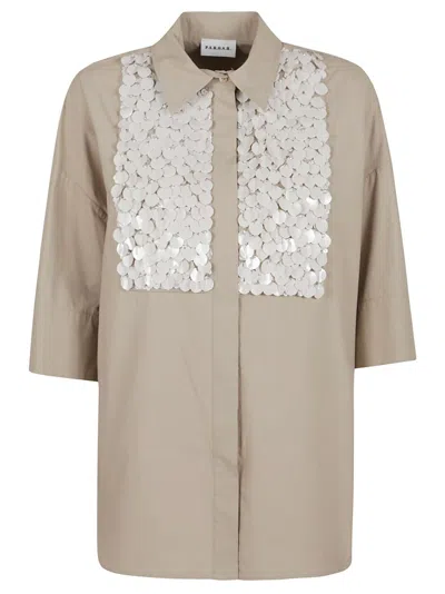 P.A.R.O.S.H PAROSH COTTON SHIRT WITH WHITE SEQUIN PLASTRON