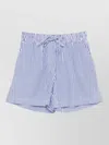 P.a.r.o.s.h Cotton Shorts Elastic Waistband Vertical Stripes In Blue