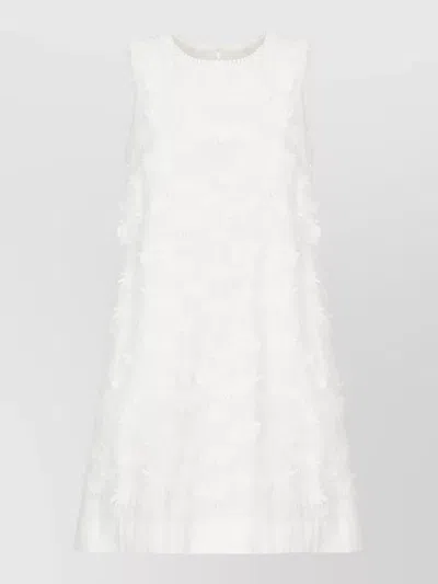 P.a.r.o.s.h Floral-embroidered Sleeveless Mini Dress In White