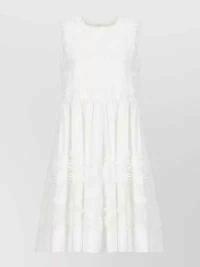 P.a.r.o.s.h Cotton Dress Knee Length Flared Hem In White