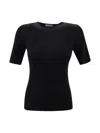 P.a.r.o.s.h Wool Crew Neck Top With Ribbed Texture In Black