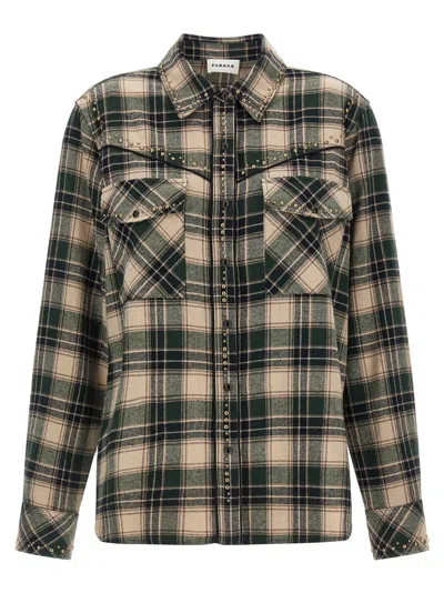 P.a.r.o.s.h Cowboy Stud-embellished Check Shirt In Green
