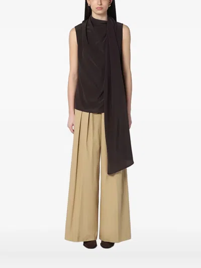 P.a.r.o.s.h Silk Blouse With Wrap-around Scarf In Black