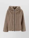 P.a.r.o.s.h Cozy Faux Fur Hooded Jacket In Brown