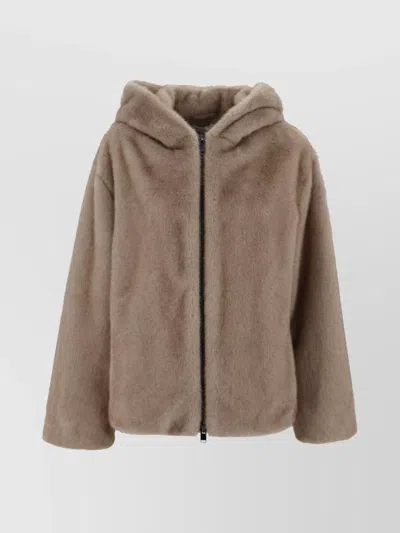 P.A.R.O.S.H COZY FAUX FUR HOODED JACKET
