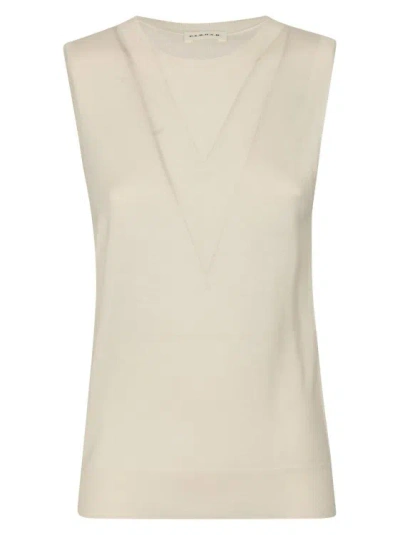 P.a.r.o.s.h Cream White Wool Blend Knitted Top In Neutrals